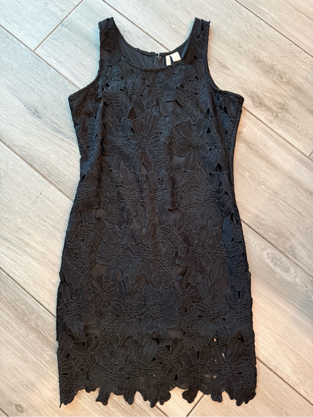 Japna Black Floral Lace Mini Dress